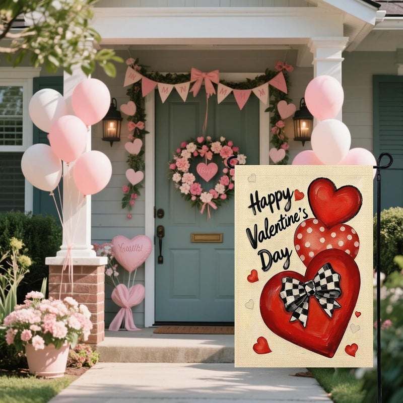 Agroon Valentines Day Garden Flag 12x18 Inch Love Heart Double Sided Flag for Anniversary Wedding Yard Outdoor Decoration - Image 4